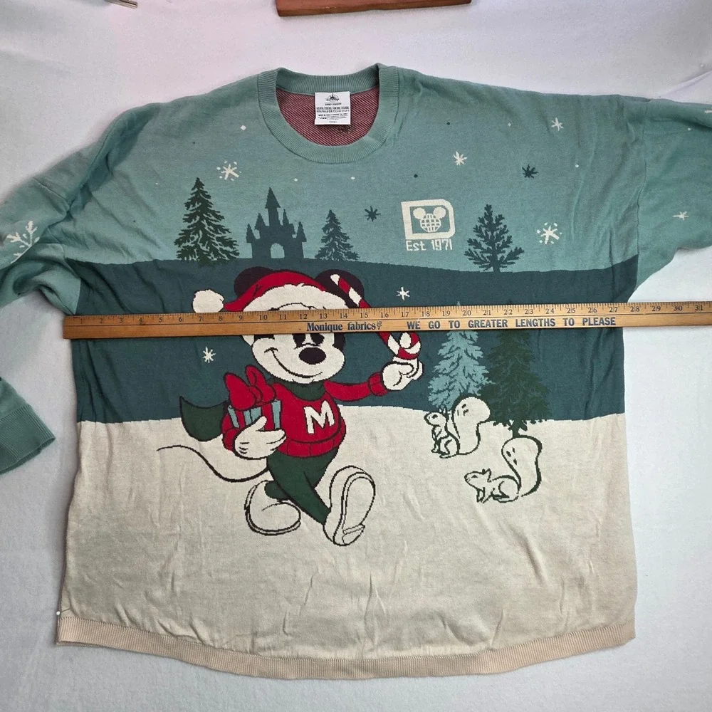 Disney World Christmas Mickey Mouse Spirit Jersey Sweater Green XXL Holiday